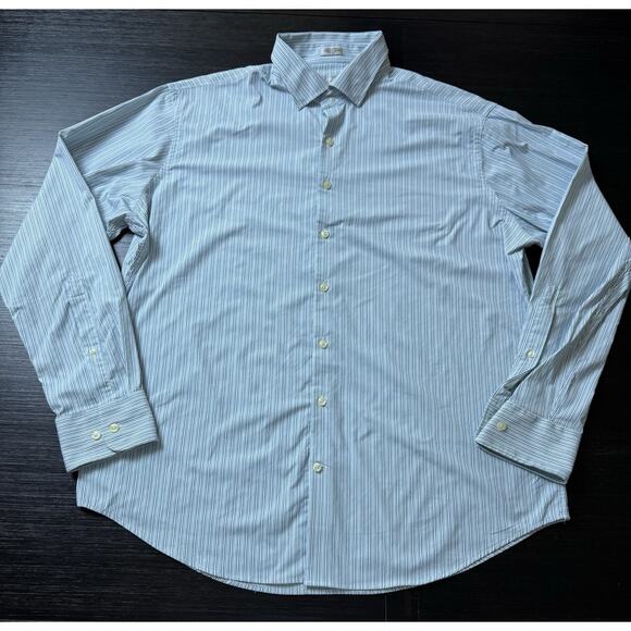 Peter Millar Crown Sport Button Up Shirt Size XL Blue/White Striped, Preppy - Picture 1 of 4